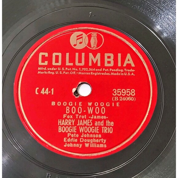 Harry James Boogie Woogie Trio Boo-Woo / Woo-Woo 78 RPM Columbia V+ to E- Jazz - Picture 1 of 4